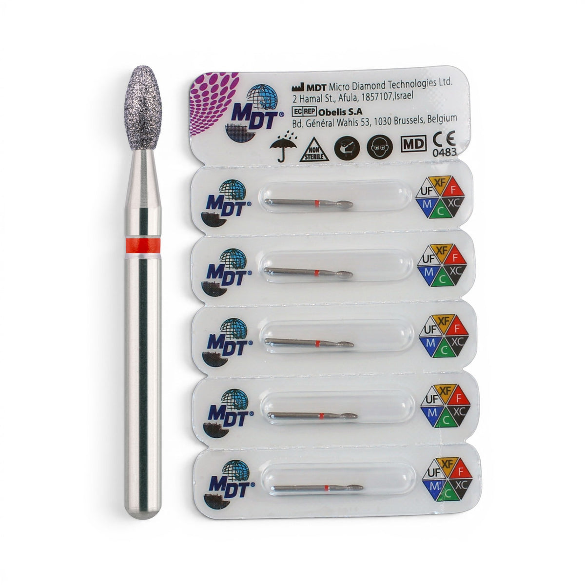 MDT FG Diamond Bur -Egg 379 Dental Bur, 5pcs