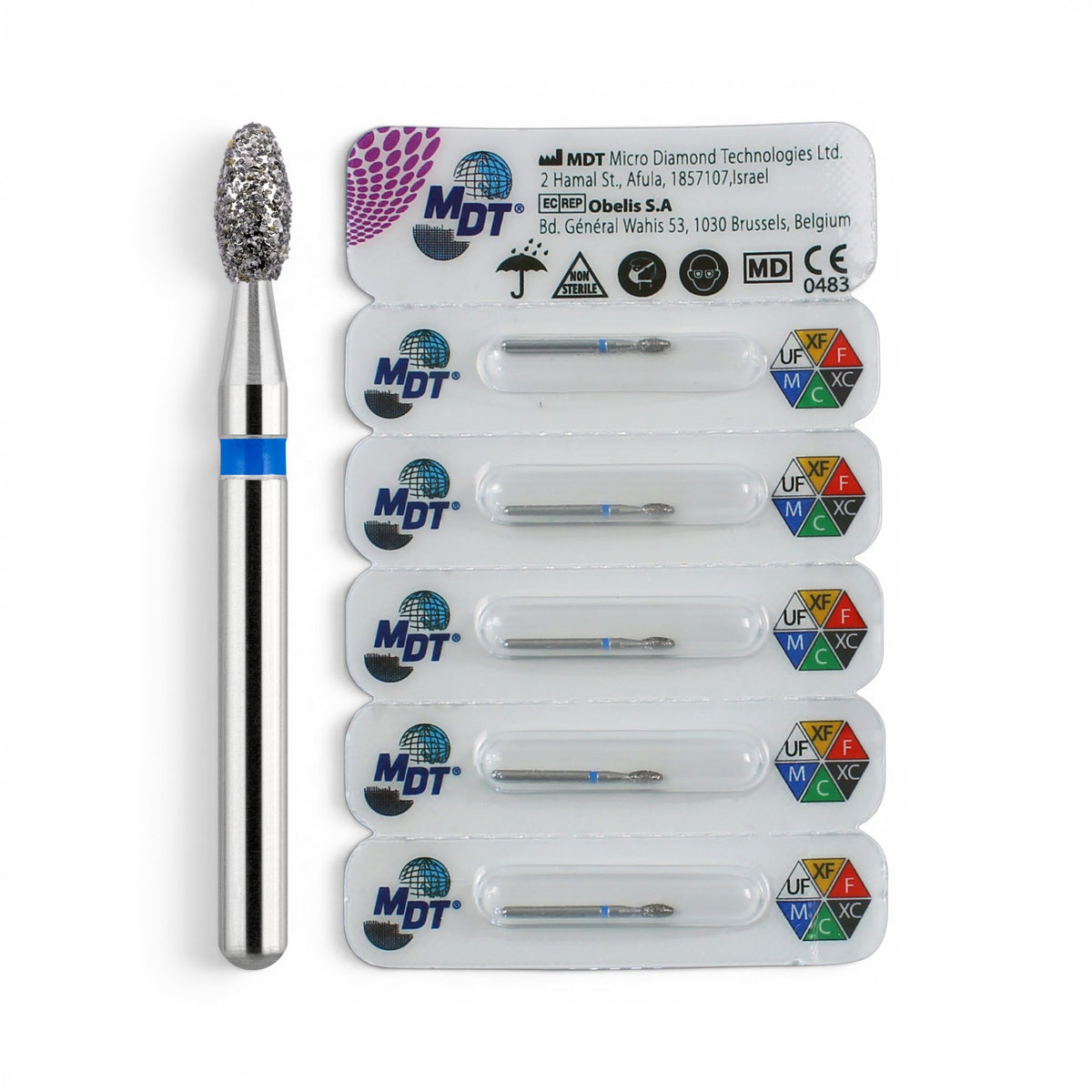 MDT FG Diamond Bur -Egg 379 Dental Bur, 5pcs