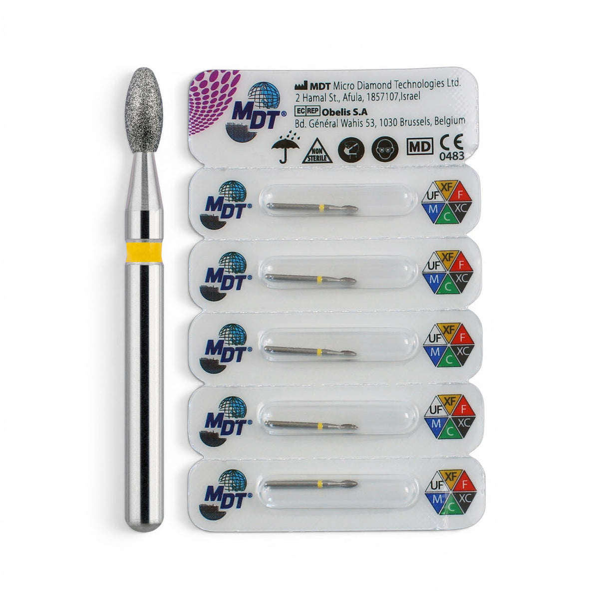 MDT FG Diamond Bur -Egg 379 Dental Bur, 5pcs