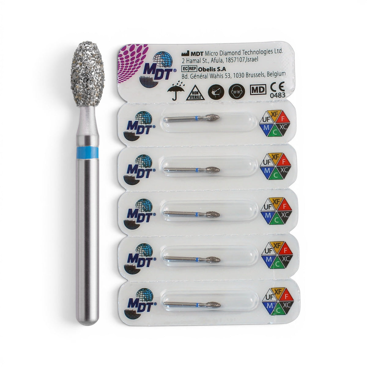 MDT FG Diamond Bur -Egg 379 Dental Bur, 5pcs