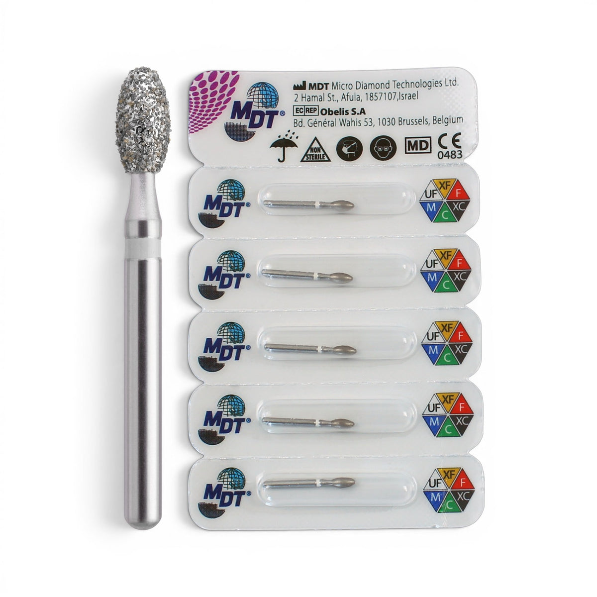 MDT FG Diamond Bur -Egg 379 Dental Bur, 5pcs