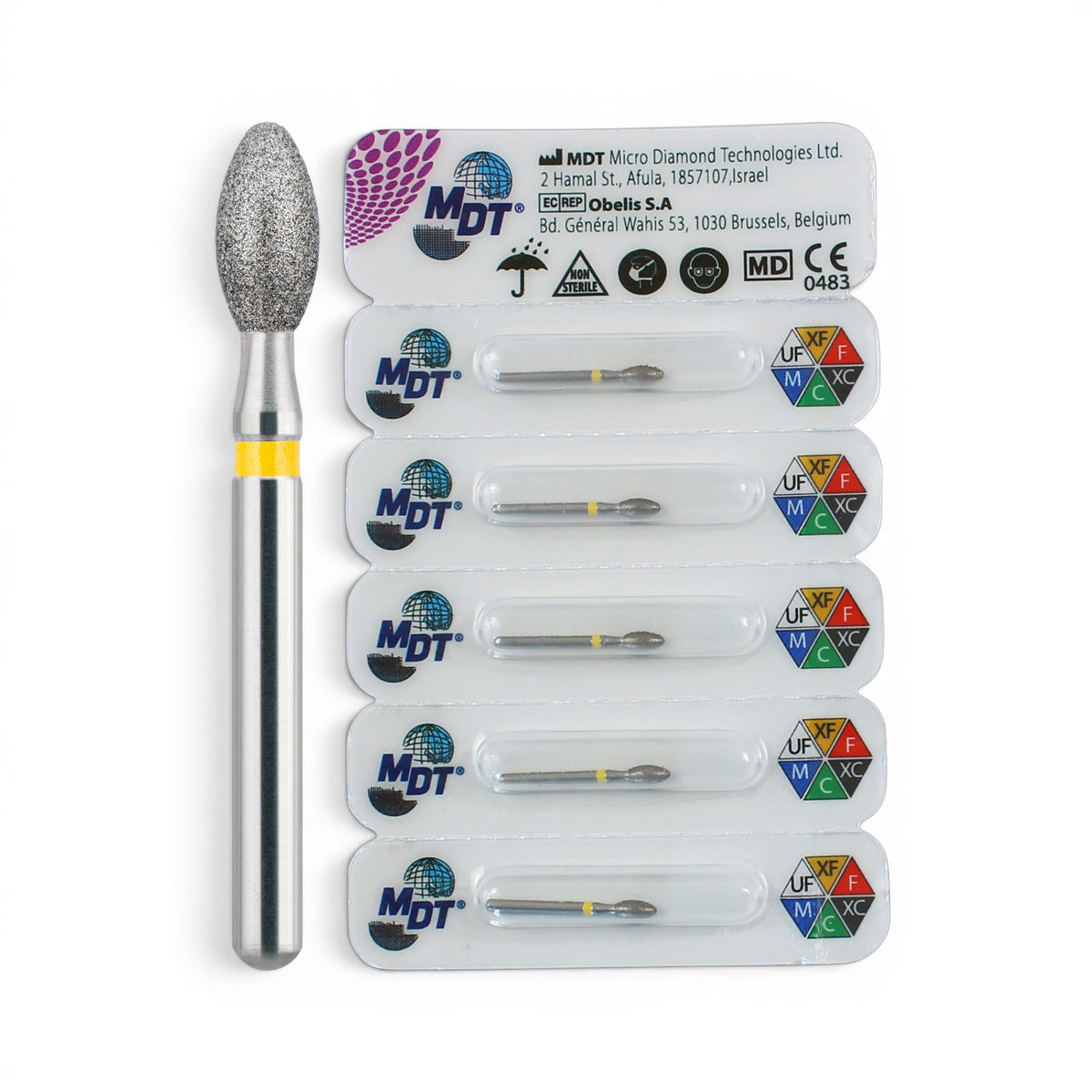 MDT FG Diamond Bur -Egg 379 Dental Bur, 5pcs