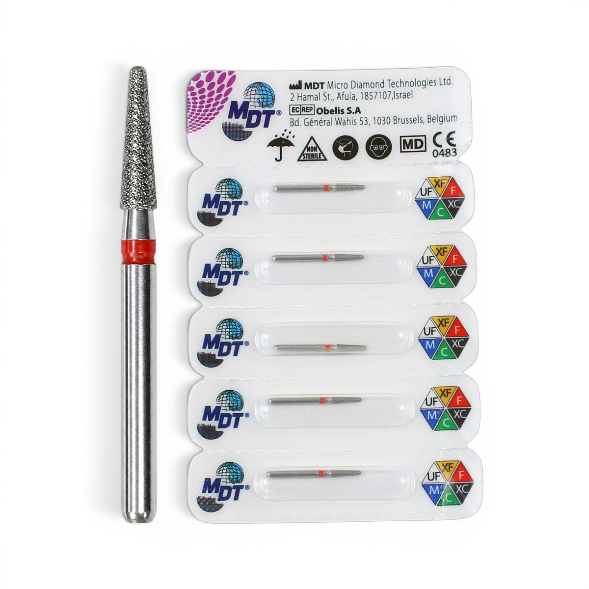 MDT FG Diamond Bur - Round Edge Taper 846KR Dental Bur 6.0mm, 5pcs