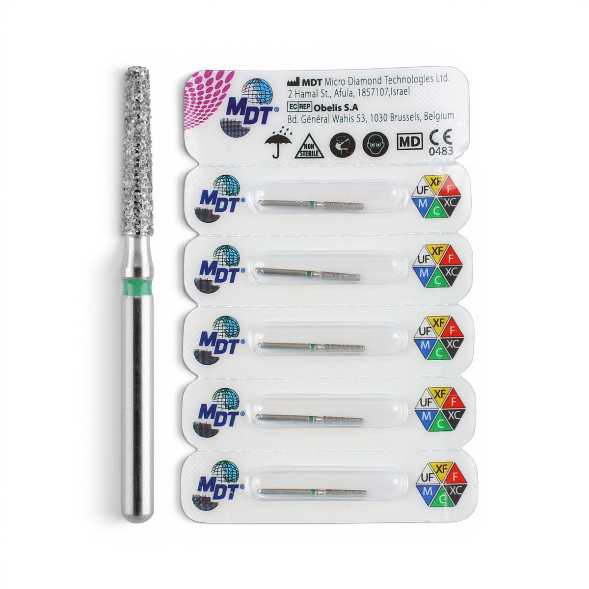 MDT FG Diamond Bur - Round Edge Taper 846KR Dental Bur 8.0mm, 5pcs