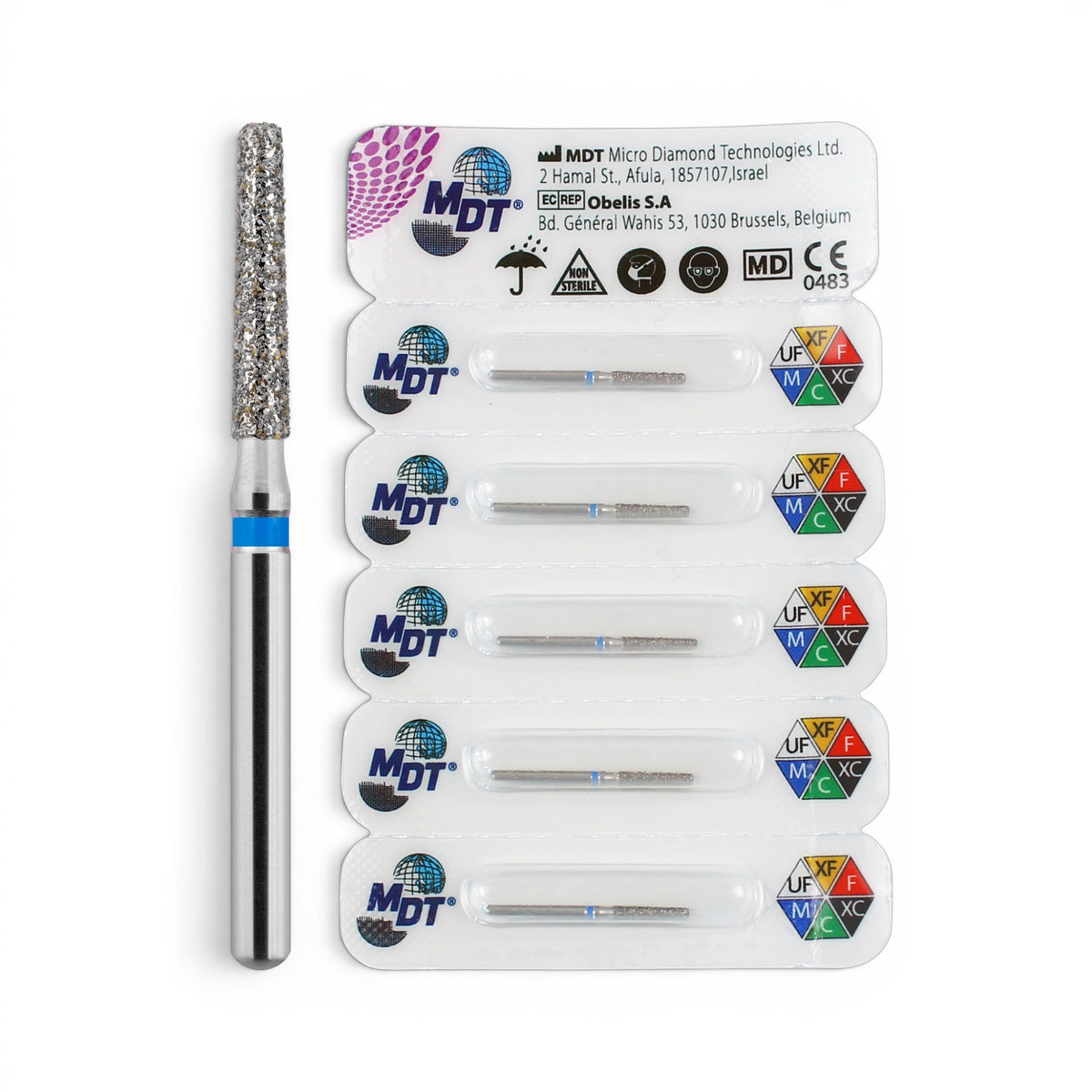 MDT FG Diamond Bur - Round Edge Taper 846KR Dental Bur 8.0mm, 5pcs