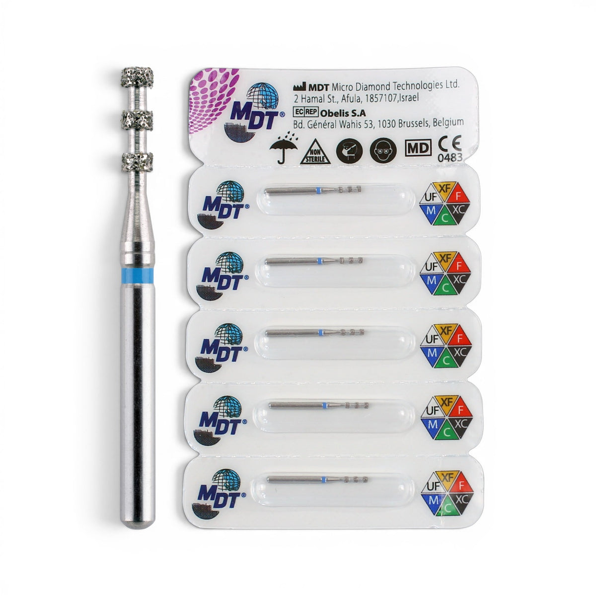 MDT FG Diamond Bur - Depth Marker 834 Dental Bur, 5pcs
