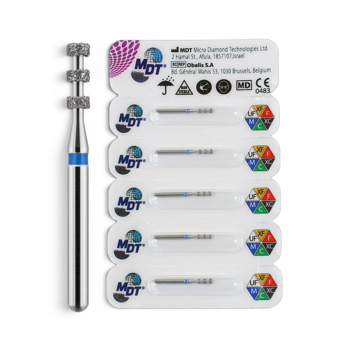 MDT FG Diamond Bur - Depth Marker 834 Dental Bur, 5pcs
