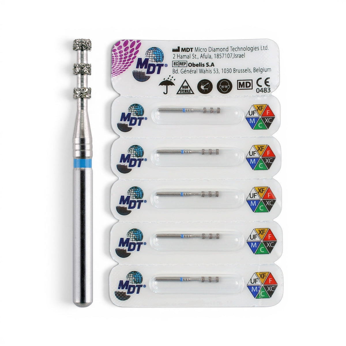 MDT FG Diamond Bur - Depth Marker 834 Dental Bur, 5pcs