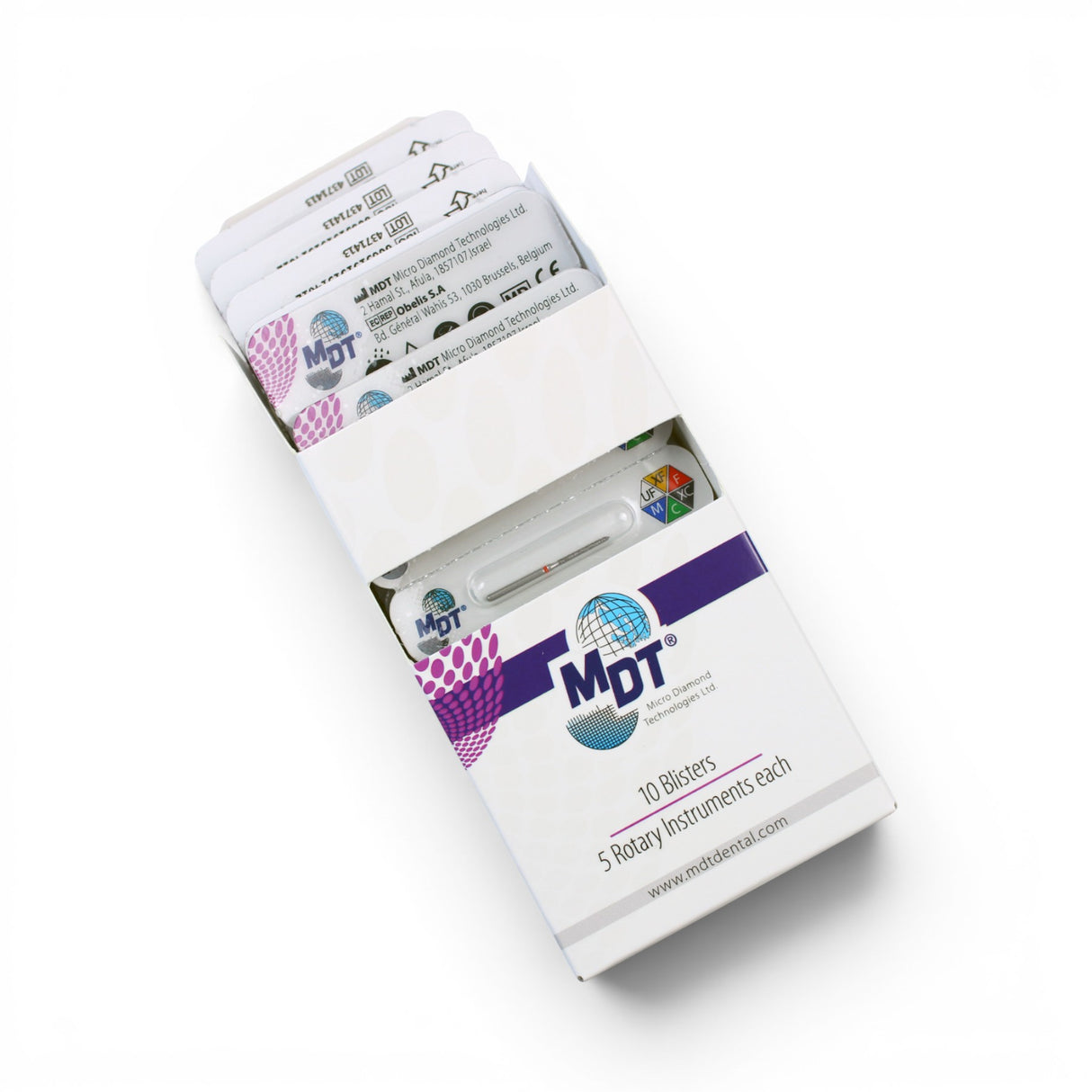 MDT FG Diamond Bur - Beveled Cylinder 886 Dental Bur, 5pcs