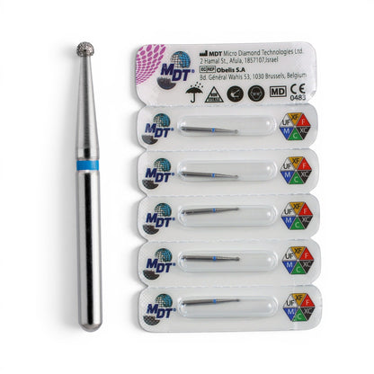 MDT FG Diamond Bur - Round 801 Dental Bur, 5pcs