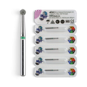MDT FG Diamond Bur - Round 801 Dental Bur, 5pcs