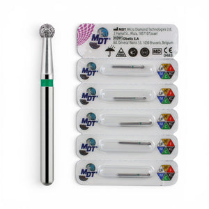 MDT FG Diamond Bur - Round 801 Dental Bur, 5pcs