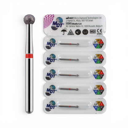 MDT FG Diamond Bur - Round 801 Dental Bur, 5pcs