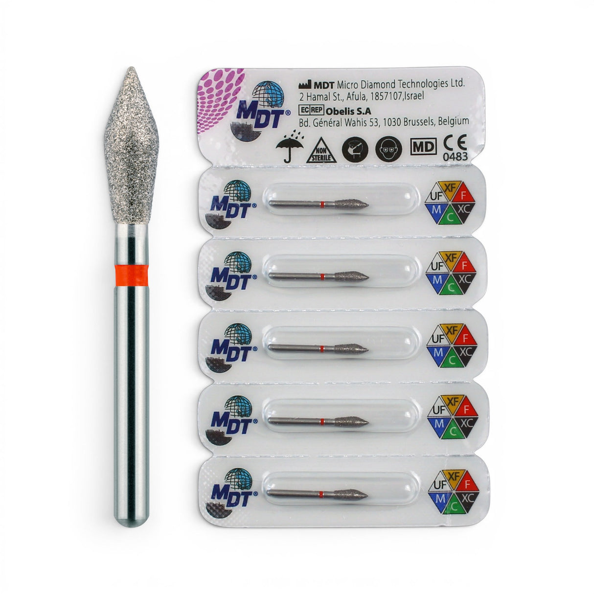 MDT FG Diamond Bur - Pointed Bud 899 Dental Bur, 5pcs