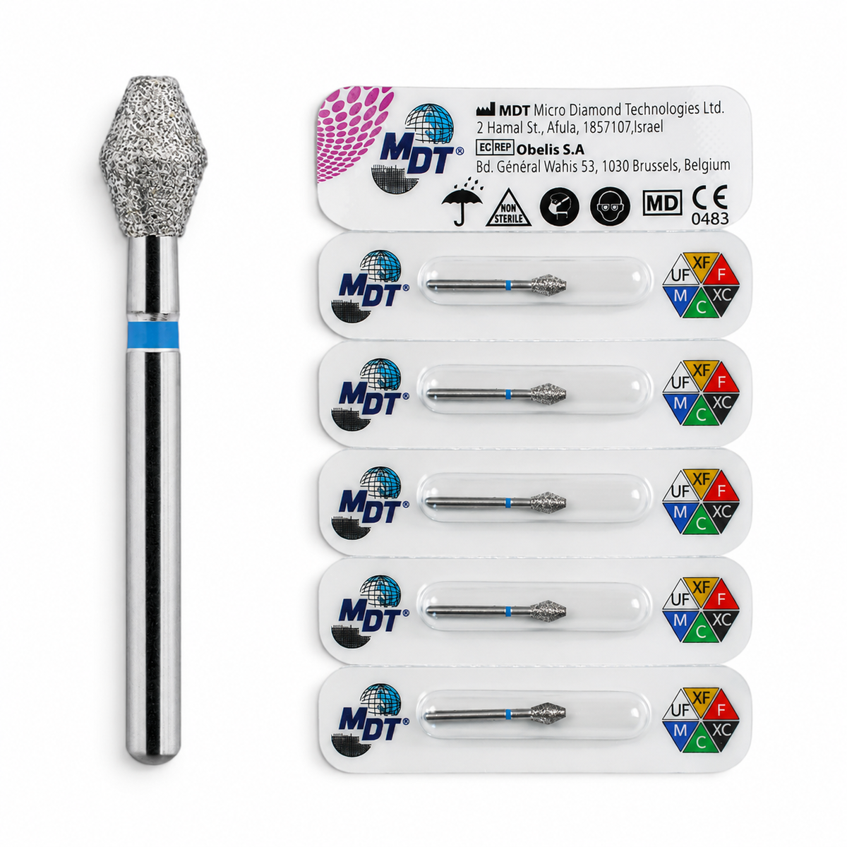 MDT FG Diamond Bur - Barrel 811S Dental Bur, 5pcs