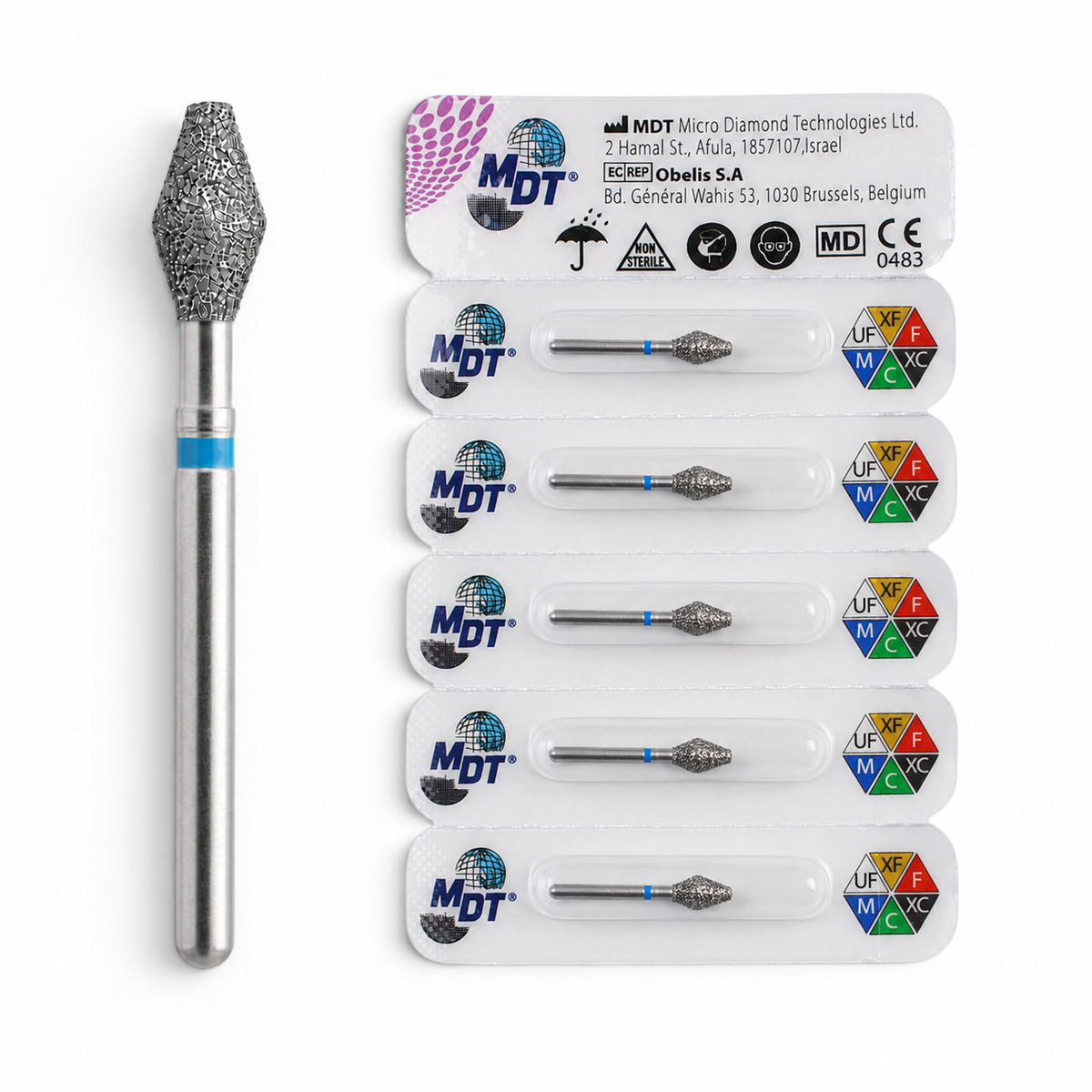 MDT FG Diamond Bur - Barrel 811 Dental Bur, 5pcs