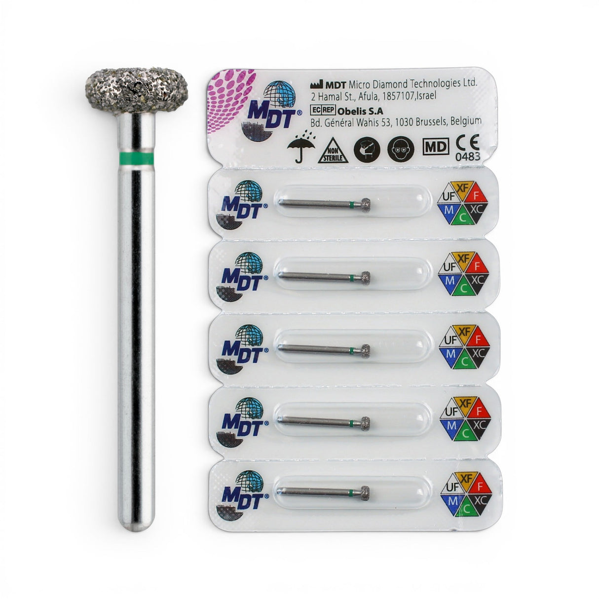 MDT FG Diamond Bur - Wheel Rounded Rim 909 Dental Bur, 5pcs