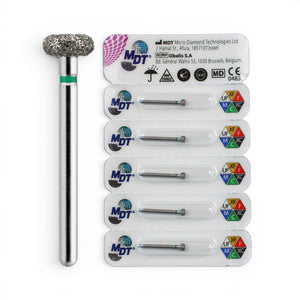MDT FG Diamond Bur - Wheel Rounded Rim 909 Dental Bur, 5pcs