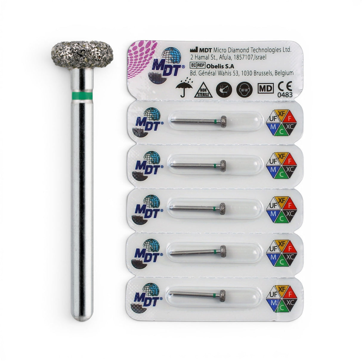 MDT FG Diamond Bur - Wheel Rounded Rim 909 Dental Bur, 5pcs