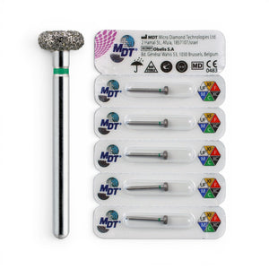 MDT FG Diamond Bur - Wheel Rounded Rim 909 Dental Bur, 5pcs