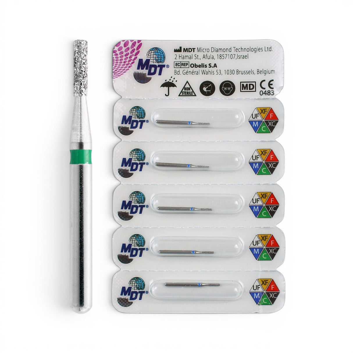 MDT FG Diamond Bur - Flat End Cylinder 835 Dental Bur, 5pcs