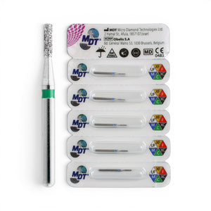 MDT FG Diamond Bur - Flat End Cylinder 835 Dental Bur, 5pcs