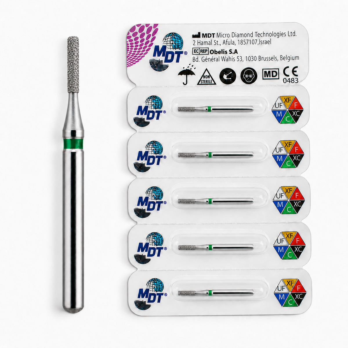 MDT FG Diamond Bur - Flat End Cylinder 835 Dental Bur, 5pcs