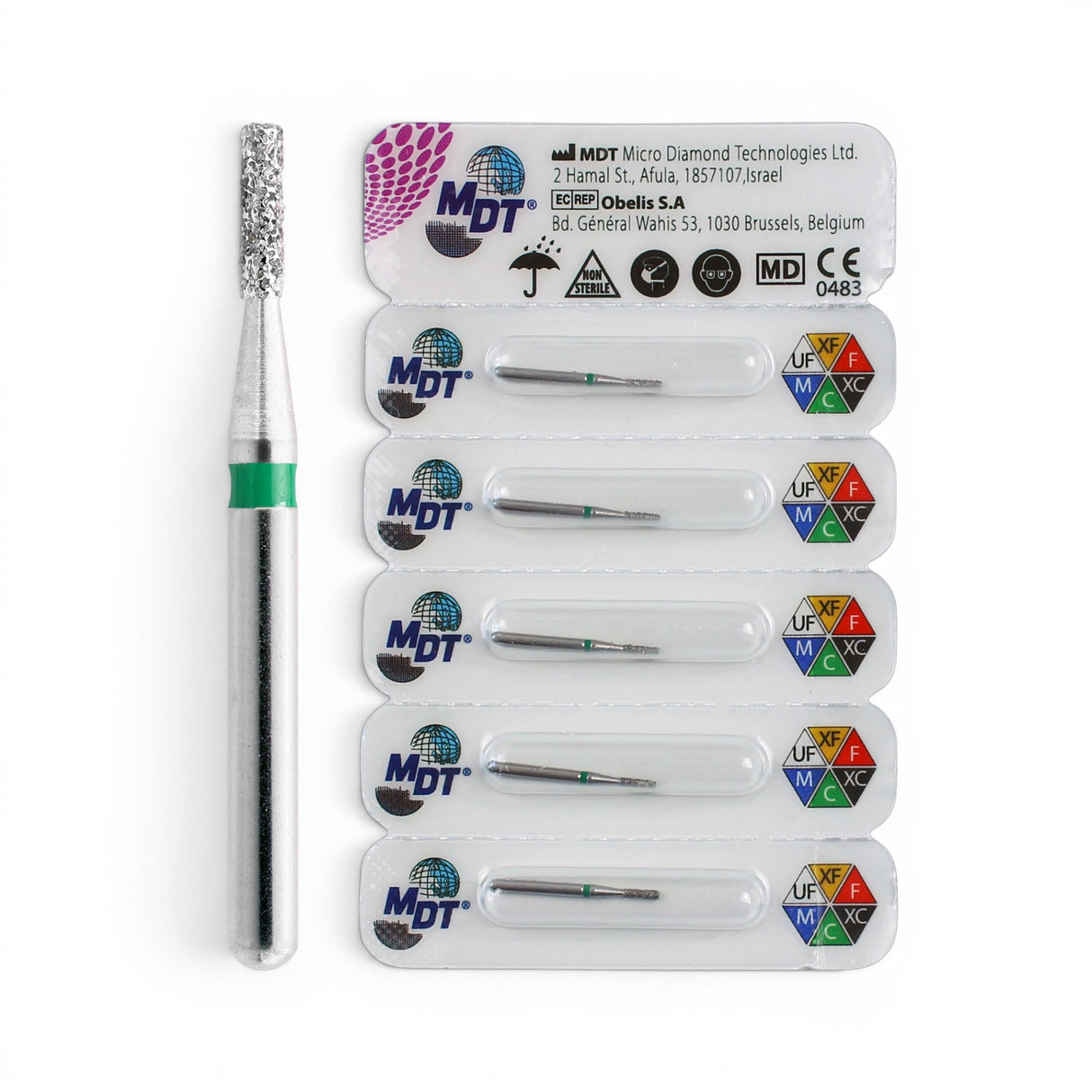 MDT FG Diamond Bur - Flat End Cylinder 835 Dental Bur, 5pcs