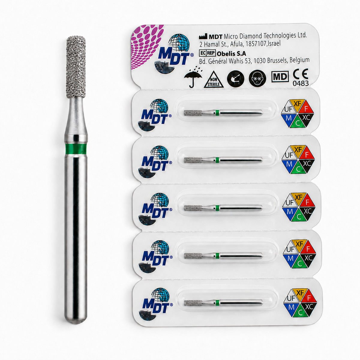 MDT FG Diamond Bur - Flat End Cylinder 835 Dental Bur, 5pcs