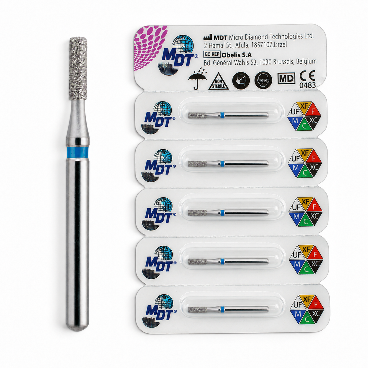 MDT FG Diamond Bur - Flat End Cylinder 835 Dental Bur, 5pcs