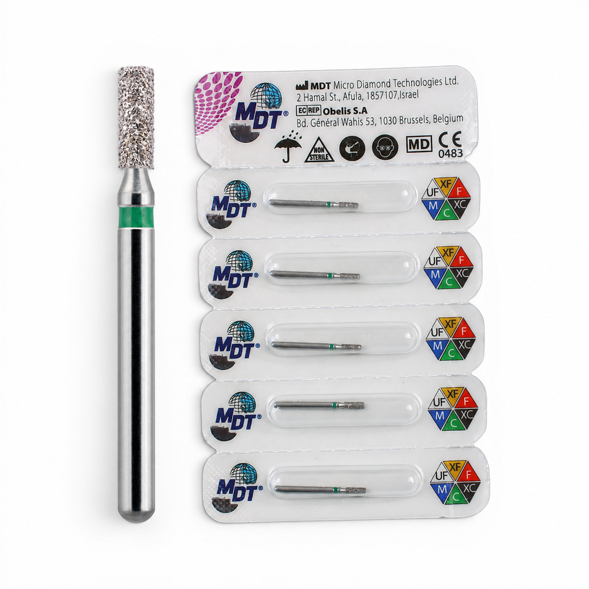 MDT FG Diamond Bur - Flat End Cylinder 835 Dental Bur, 5pcs