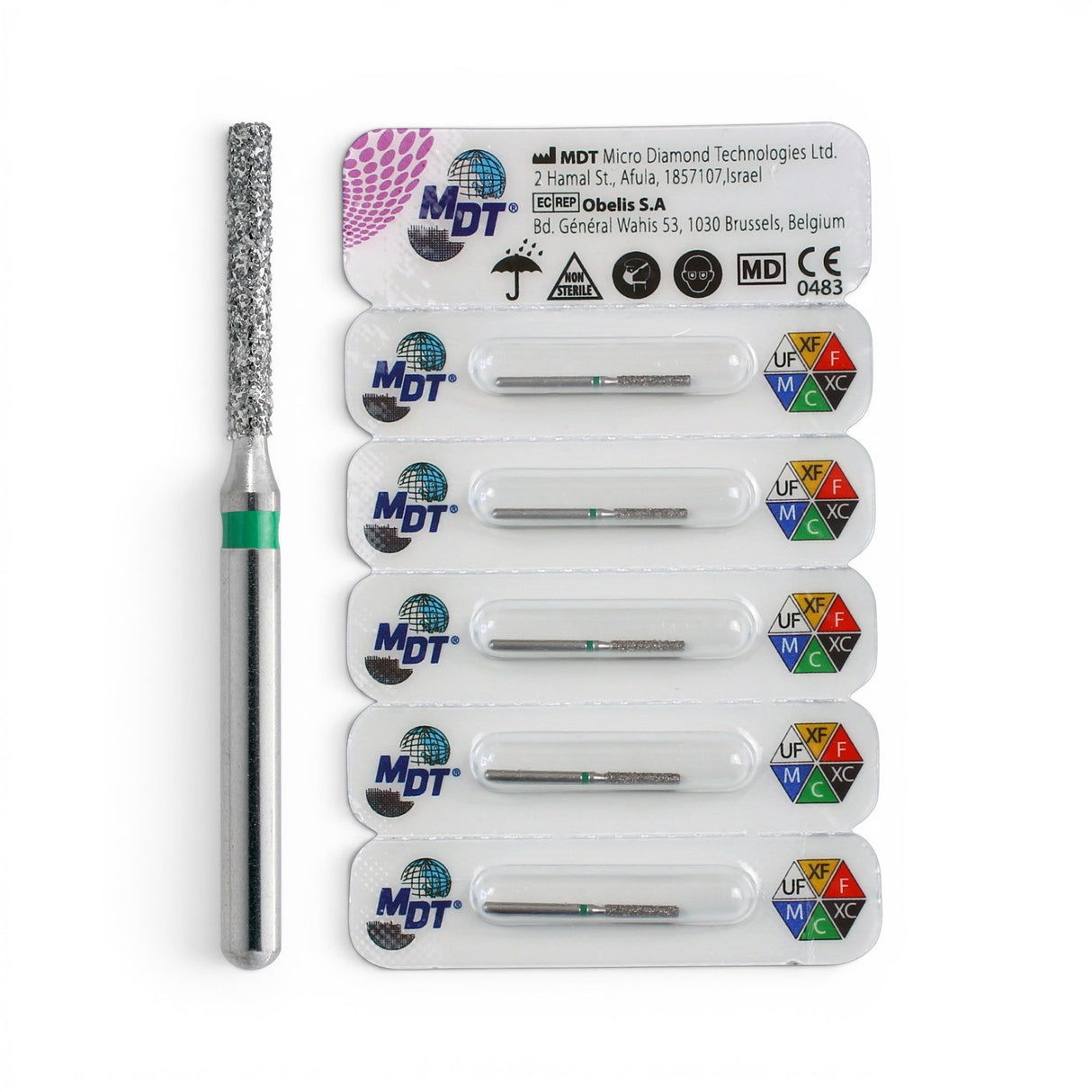 MDT FG Diamond Bur - Flat End Cylinder 837 Dental Bur, 5pcs