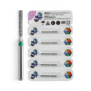 MDT FG Diamond Bur - Flat End Cylinder 837 Dental Bur, 5pcs