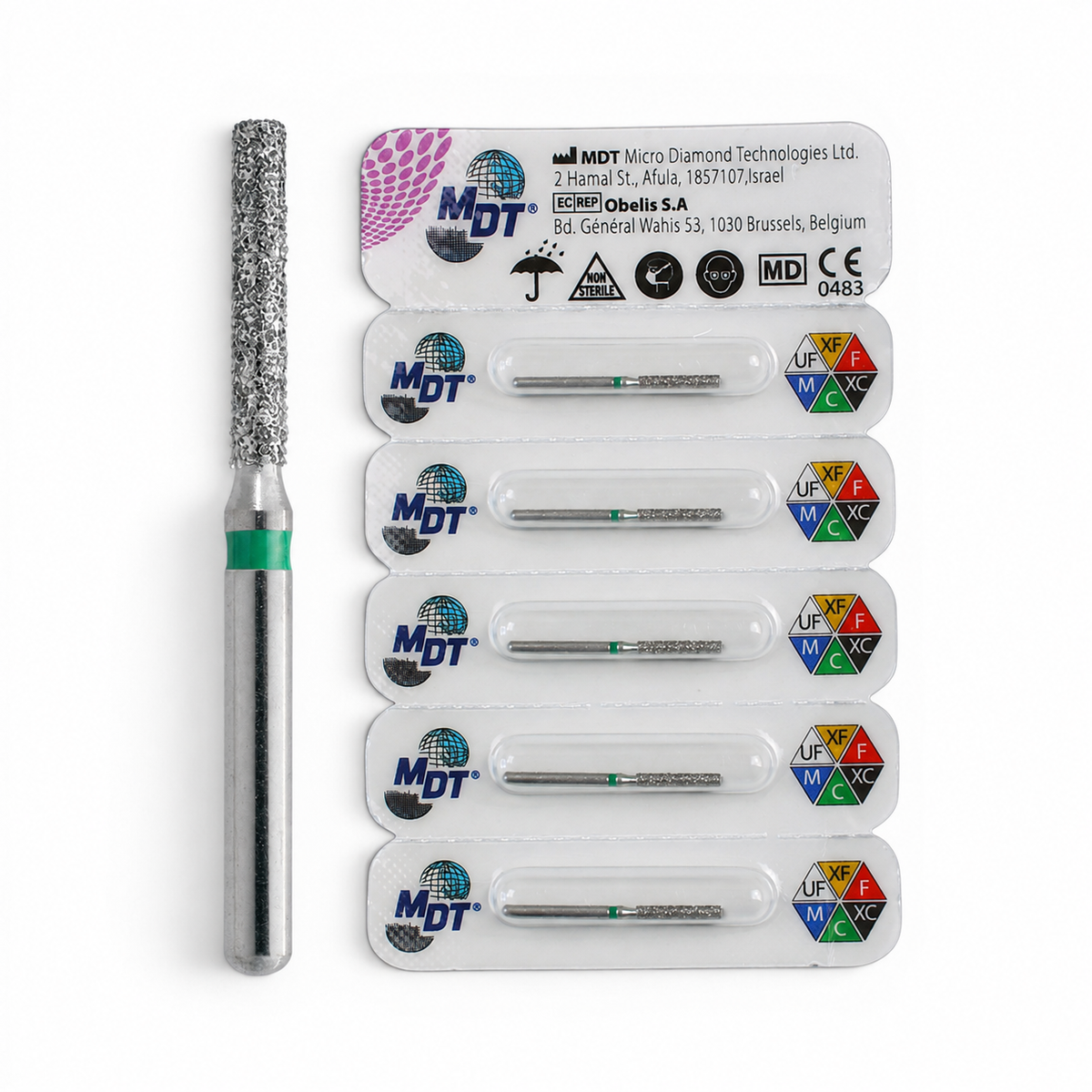 MDT FG Diamond Bur - Flat End Cylinder 837 Dental Bur, 5pcs