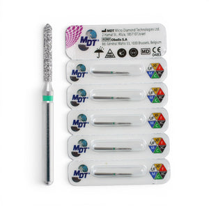 MDT FG Diamond Bur - Beveled Cylinder 885 Dental Bur, 5pcs