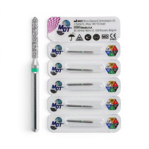 MDT FG Diamond Bur - Beveled Cylinder 885 Dental Bur, 5pcs