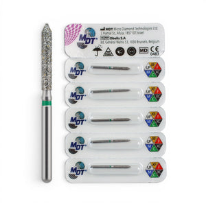 MDT FG Diamond Bur - Beveled Cylinder 886 Dental Bur, 5pcs