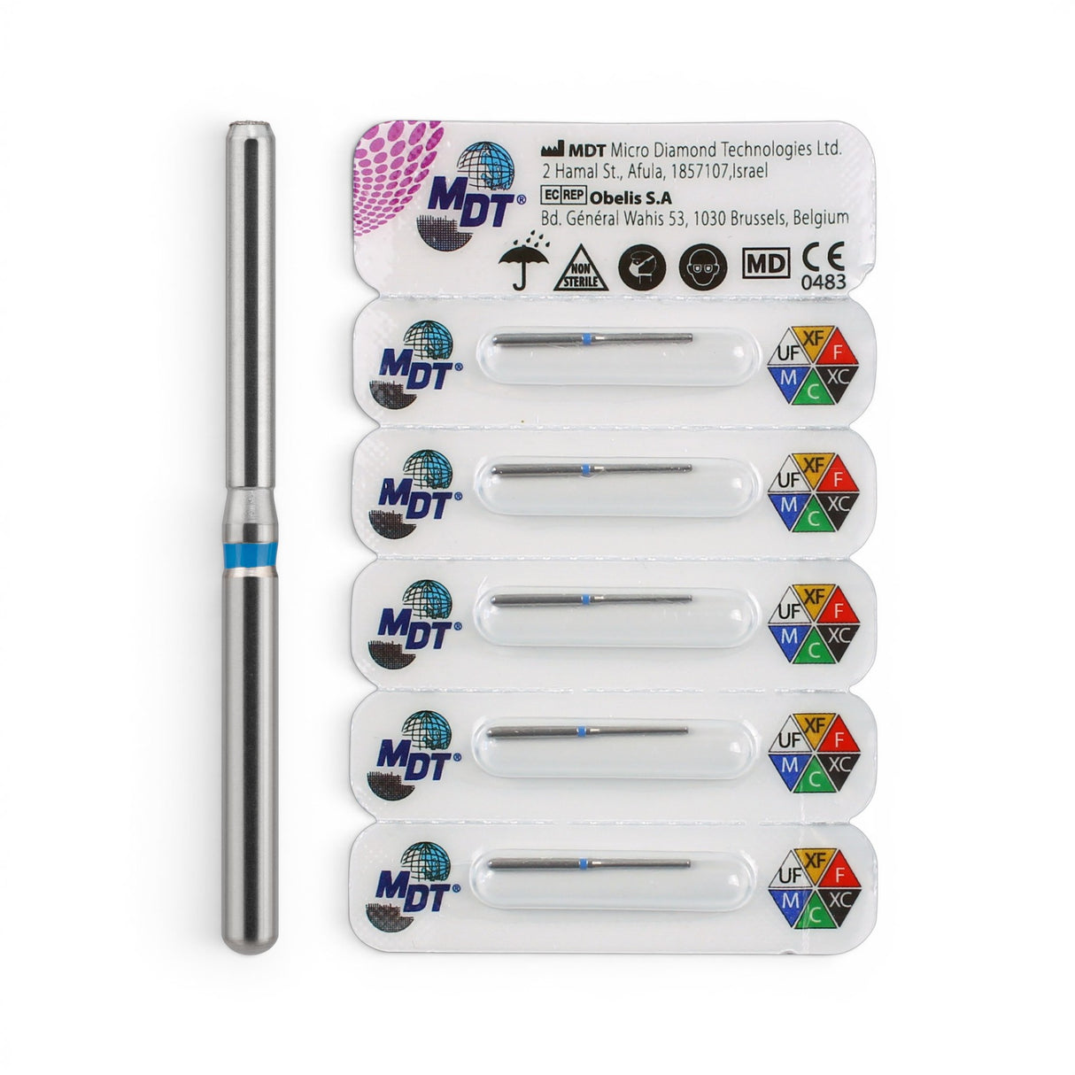 MDT FG Diamond Bur - Short End Cutting Cylinder 839 Dental Bur, 5pcs