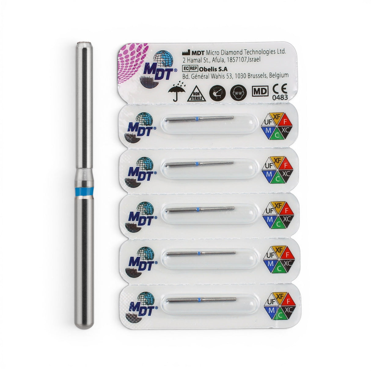 MDT FG Diamond Bur - Short End Cutting Cylinder 839 Dental Bur, 5pcs