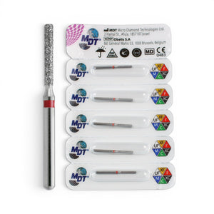 MDT FG Diamond Bur - Round Edge Cylinder 837KR Dental Bur, 5pcs