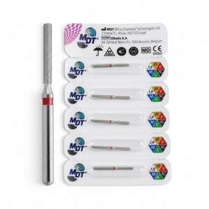 MDT FG Diamond Bur - Round Edge Cylinder 837KR Dental Bur, 5pcs