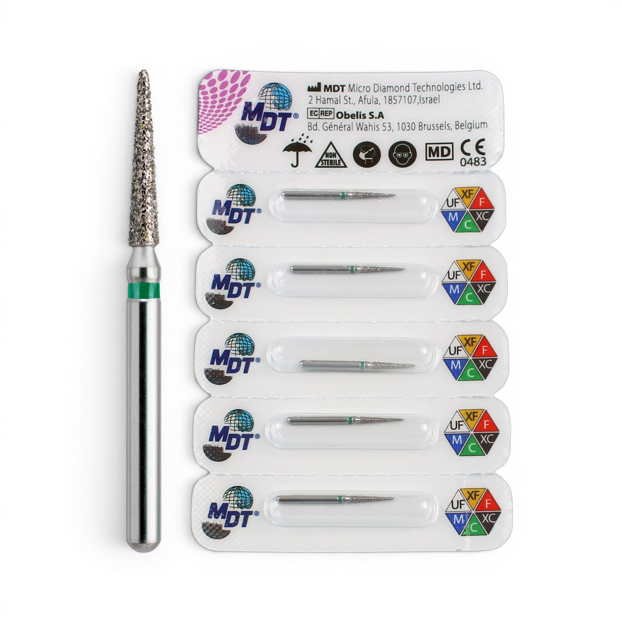MDT FG Diamond Bur - Pointed Cone 858 Dental Bur, 5pcs
