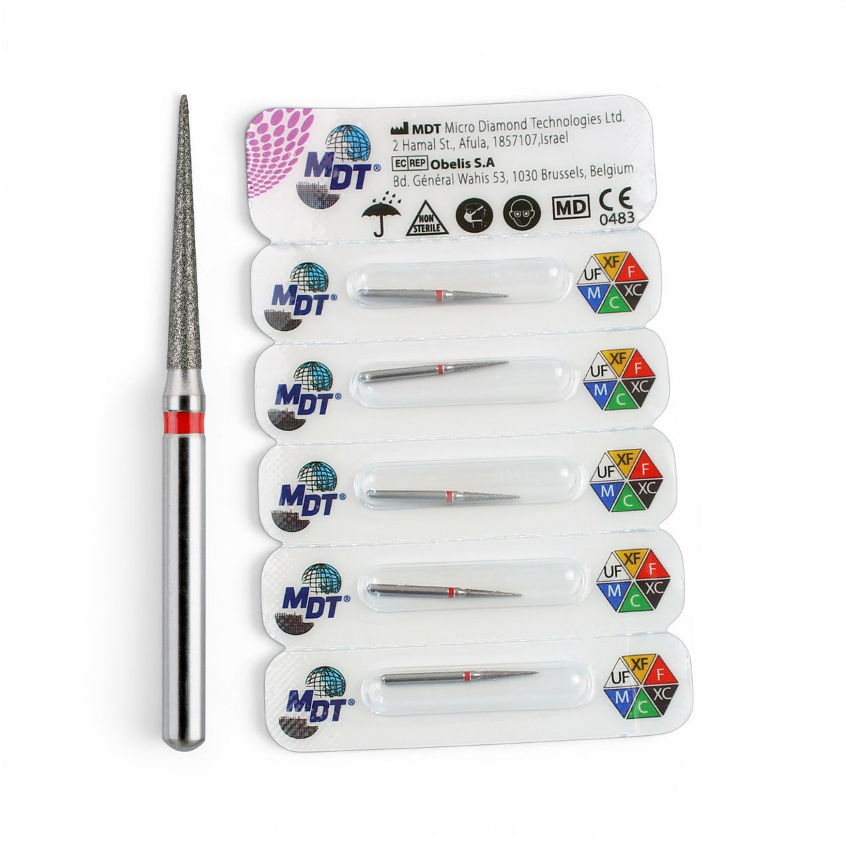 MDT FG Diamond Bur - Pointed Cone 858 Dental Bur, 5pcs