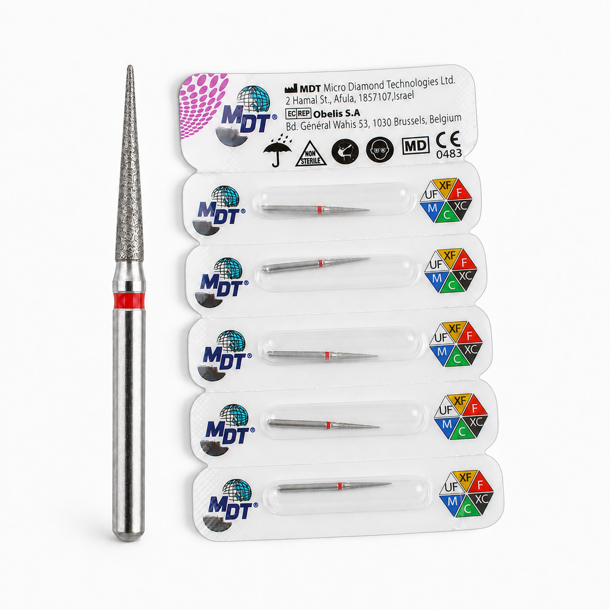MDT FG Diamond Bur - Pointed Cone 858 Dental Bur, 5pcs