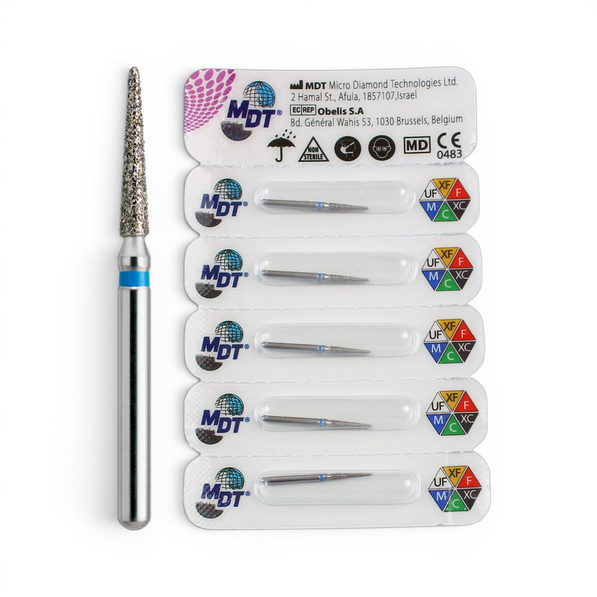 MDT FG Diamond Bur - Pointed Cone 858 Dental Bur, 5pcs