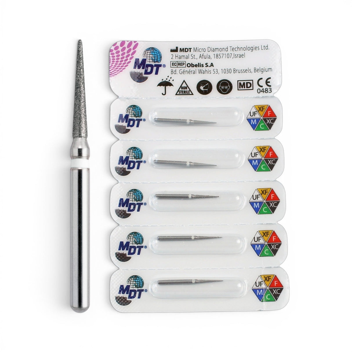 MDT FG Diamond Bur - Pointed Cone 858 Dental Bur, 5pcs