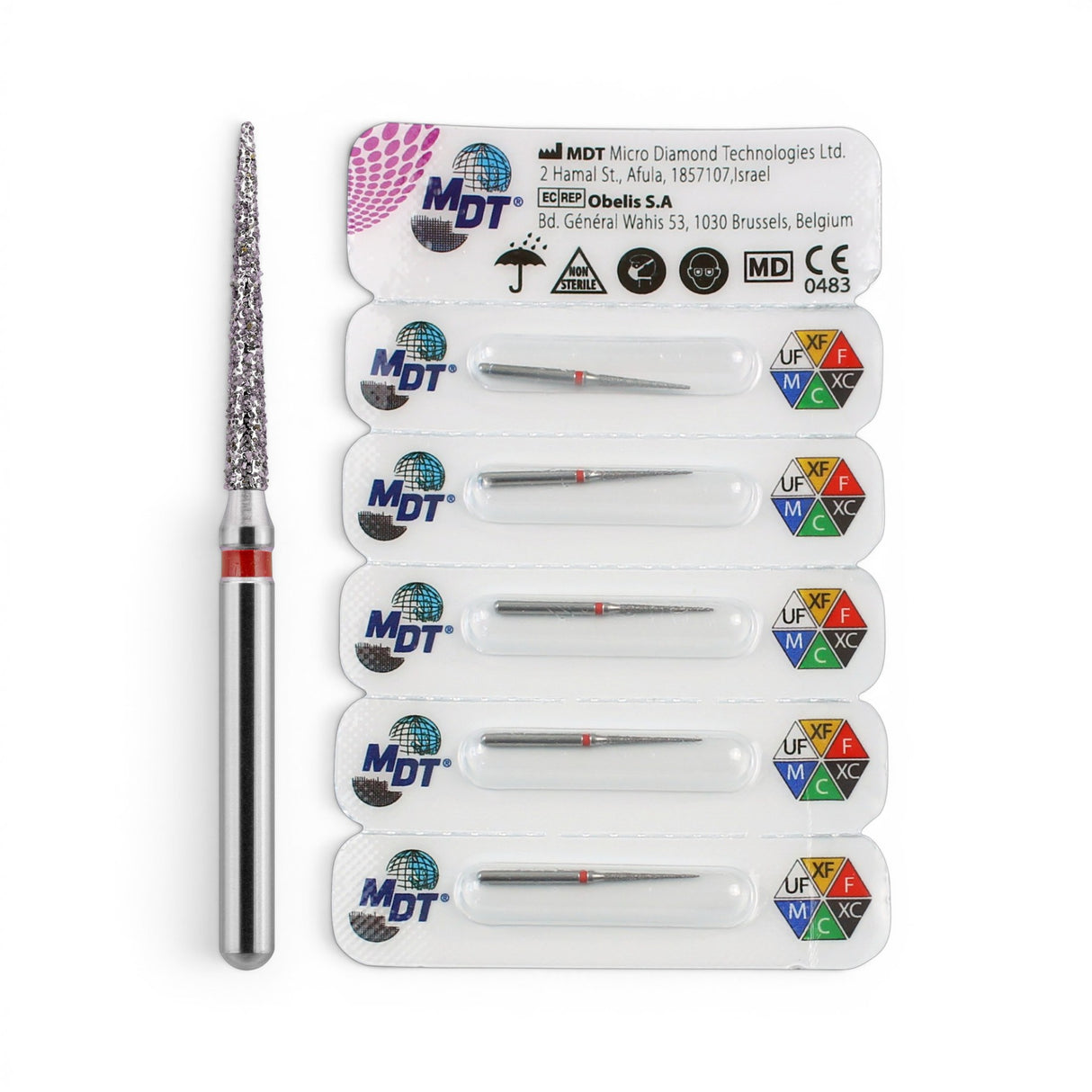 MDT FG Diamond Bur - Pointed Cone 859 Dental Bur, 5pcs