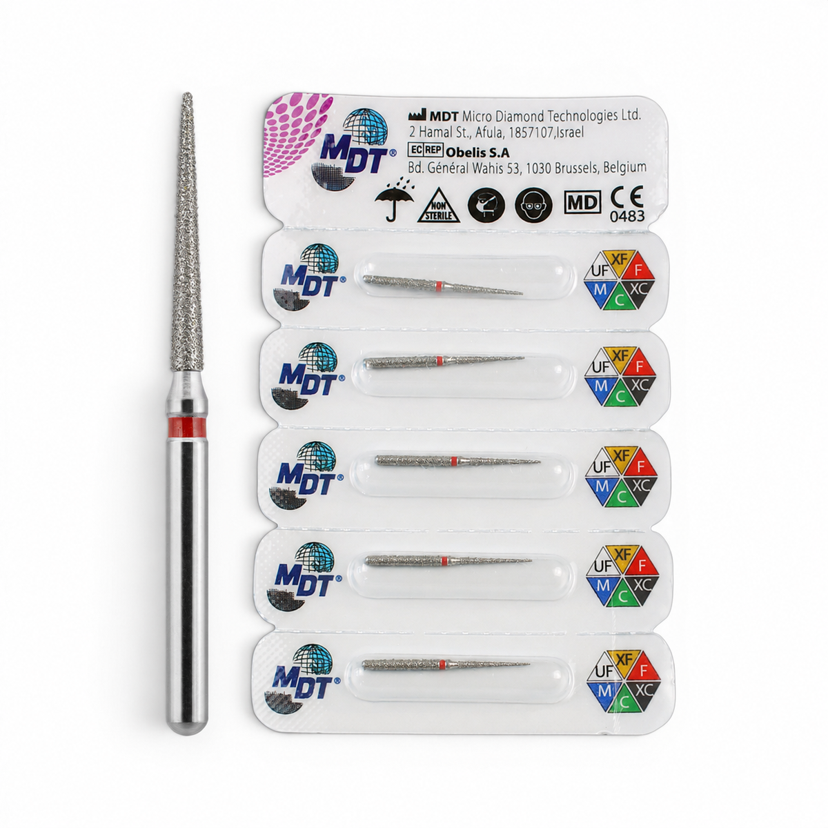 MDT FG Diamond Bur - Pointed Cone 859 Dental Bur, 5pcs
