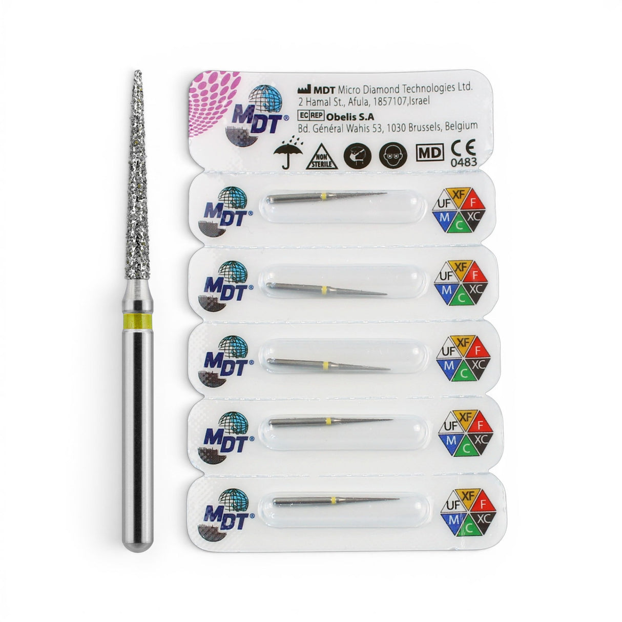 MDT FG Diamond Bur - Pointed Cone 859 Dental Bur, 5pcs