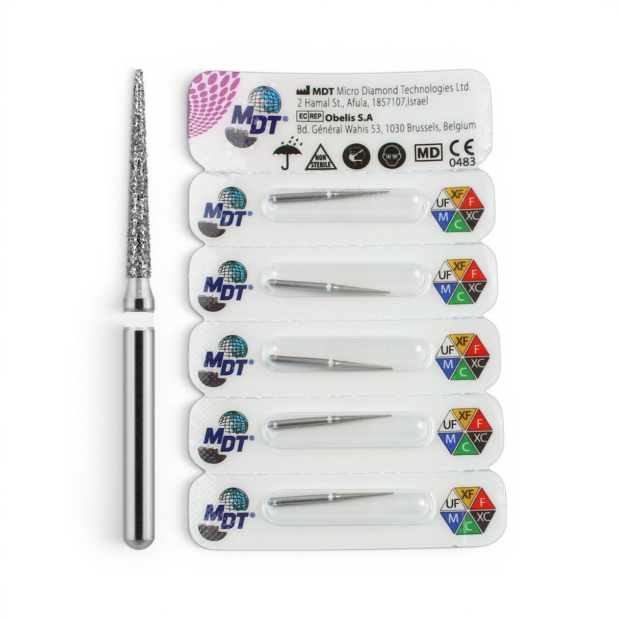 MDT FG Diamond Bur - Pointed Cone 859 Dental Bur, 5pcs